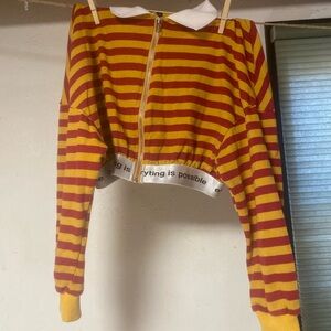 SHEIN Yellow and Red Striped Top
